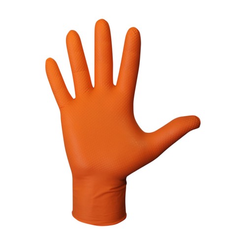 CAJA GUANTES NITRILO NARANJAS DIAMANTADOS (50 UDS.) M