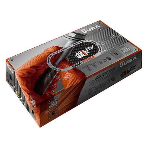 CAJA GUANTES NITRILO NARANJAS DIAMANTADOS (50 UDS.) M