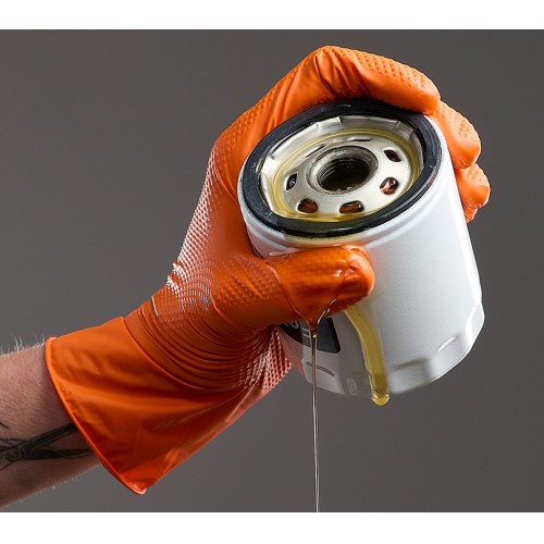 CAJA GUANTES NITRILO NARANJAS DIAMANTADOS (50 UDS.) XL