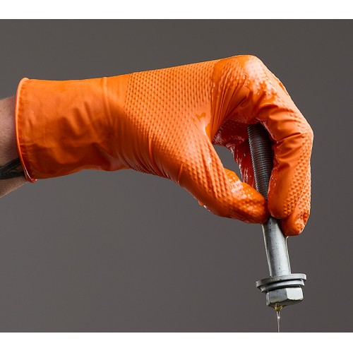 CAJA GUANTES NITRILO NARANJAS DIAMANTADOS (50 UDS.) XL