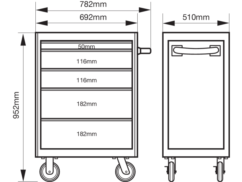 CARRO DE HERRAMIENTAS 5 CAJONES BAHCO 1472K5BLACK