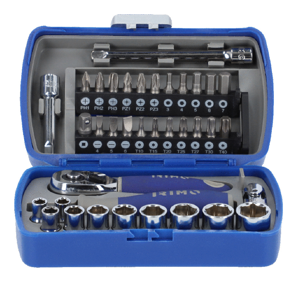 JUEGO VASOS Y PUNTAS 1/4" IRIMO 37 PIEZAS