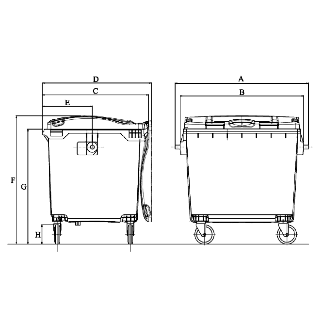CONTENEDOR TAPA PLANA 1000 l GRIS ANTRACITA