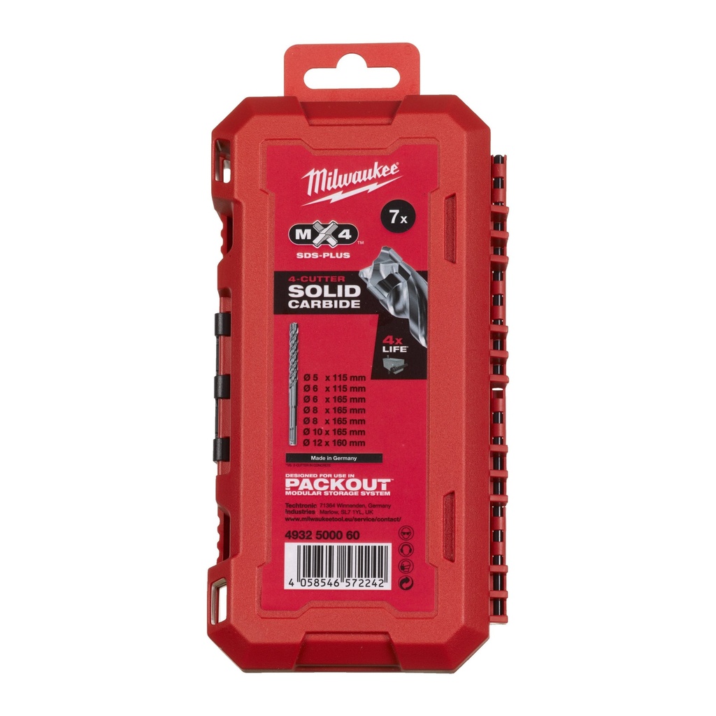 ESTUCHE 7 BROCAS SDS-PLUS MX4 (5, 6, 6, 8, 8, 10)