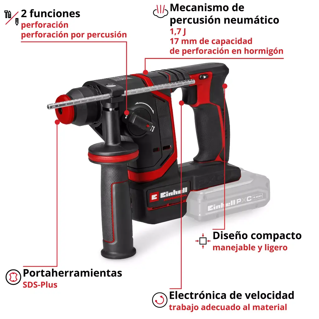 MARTILLO PERFORADOR SDS-PLUS TP-HD 18/17-C LI BL (Sin Bat.)