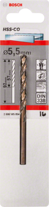 BROCA DE HSS DE COBALTO DIN 338 5,5 x 57 x 93