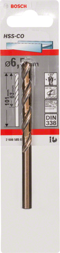 BROCA DE HSS DE COBALTO DIN 338 6,5 x 63 x 101