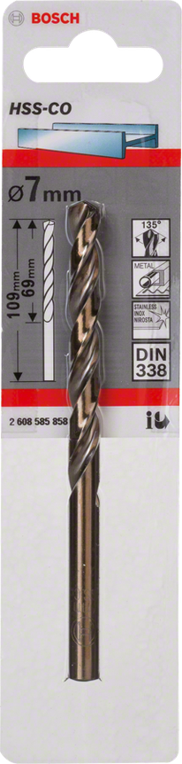 BROCA DE HSS DE COBALTO DIN 338 7,0 x 69 x 109