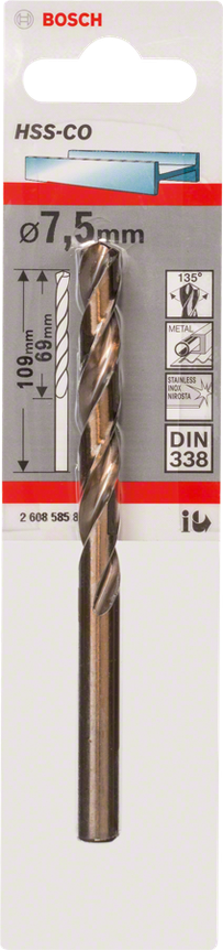 BROCA DE HSS DE COBALTO DIN 338 7,5 x 69 x 109