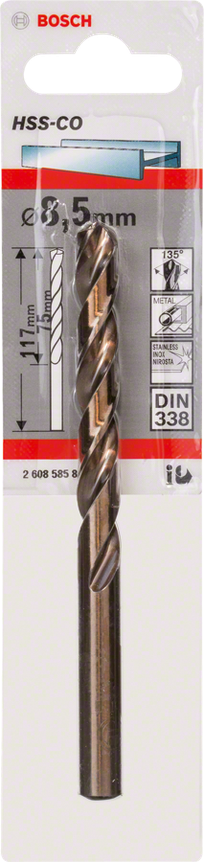 BROCA DE HSS DE COBALTO DIN 338 8,5 x 75 x 117