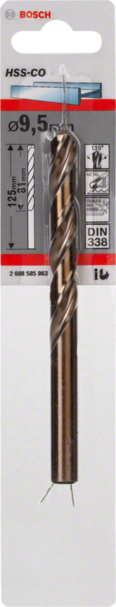 BROCA DE HSS DE COBALTO DIN 338 9,5 x 81 x 125