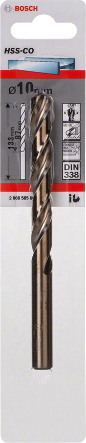 BROCA DE HSS DE COBALTO DIN 338 10 x 87 x 133