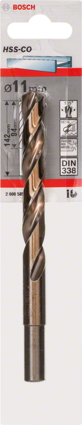 BROCA DE HSS DE COBALTO DIN 338 11 x 94 x 142