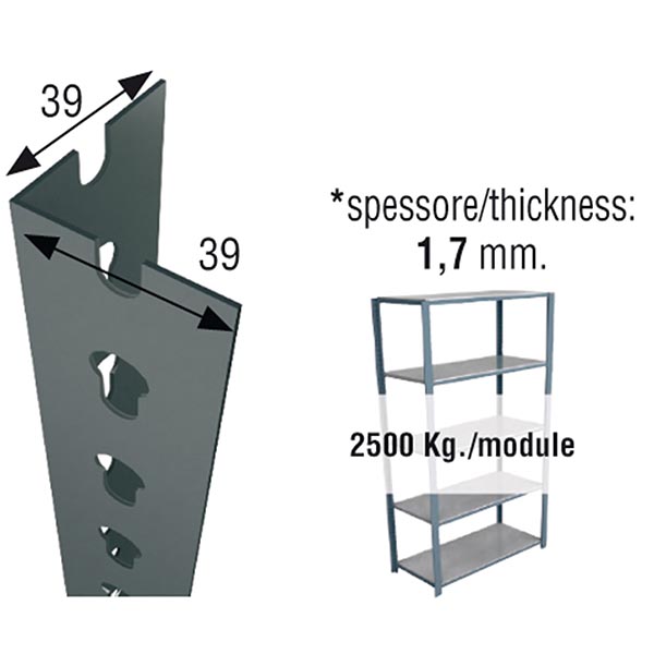 PERFIL SCLICK P/40 2000 GRIS