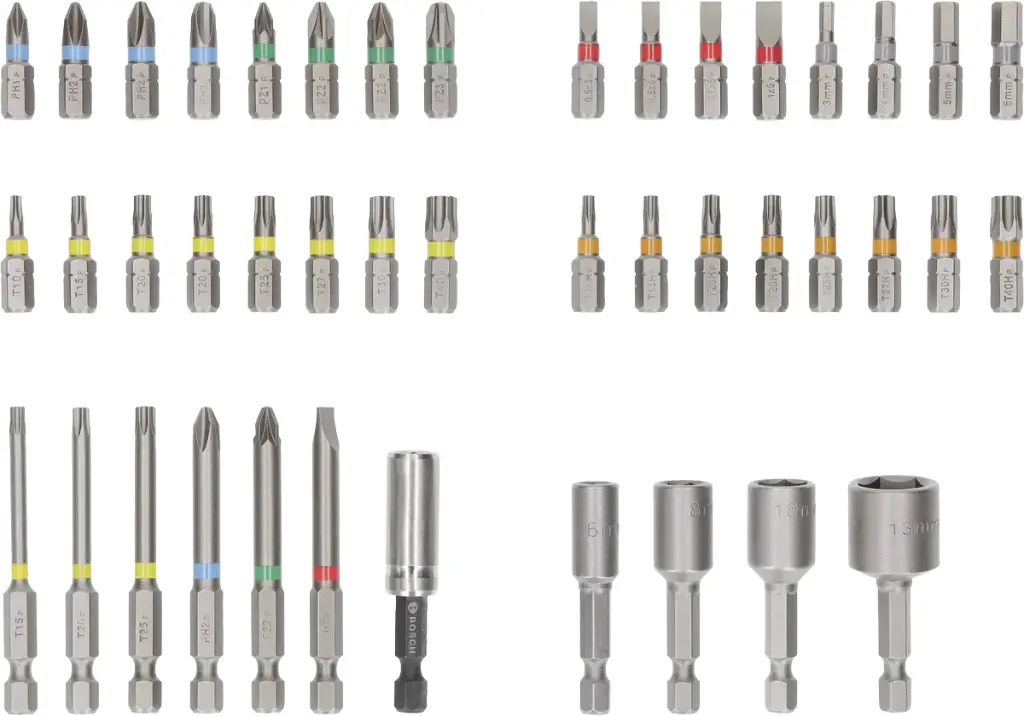 SET 43 PUNTAS DE ATORNILLAR Y LLAVES DE VASO BOSCH EXTRA HARD