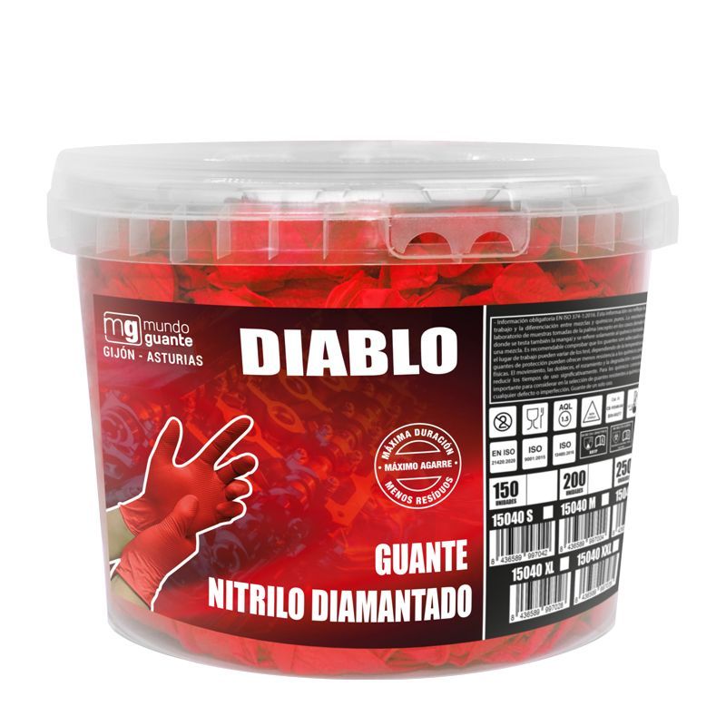 CUBO 150 GUANTES DIABLO NITRILO ROJO PREMIUM M