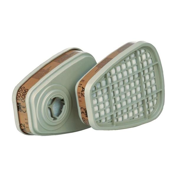 PAQUETE CON DOS FILTROS PARA GASES Y VAPORES A2 6055