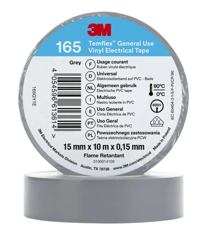CINTA PVC GRIS TEMFLEX 155 19mm x 20 m
