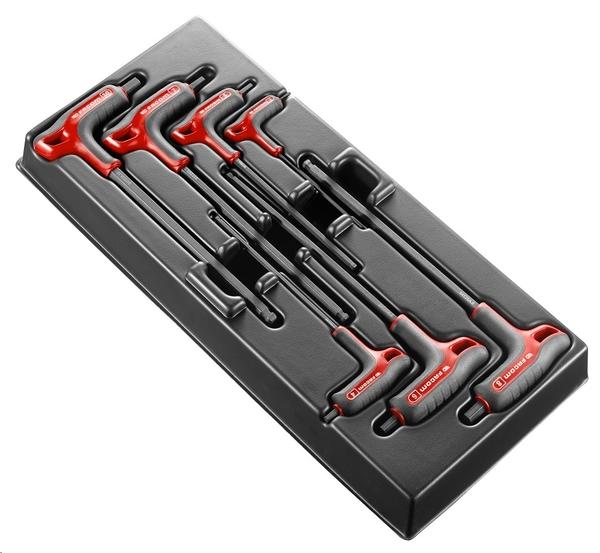 JUEGO 7 LLAVES ALLEN MANGO EN "T" CON BANDEJA