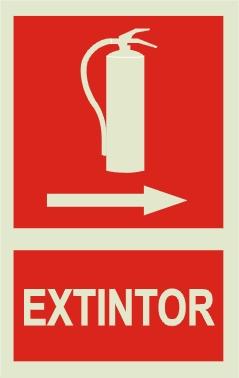 CARTEL FOTO LUMINOSO "EXTINTOR DCHA."