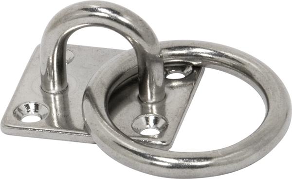 PLACA CUADRADA C/ANILLA SOLDADA INOX 316 8mm. (40x50)