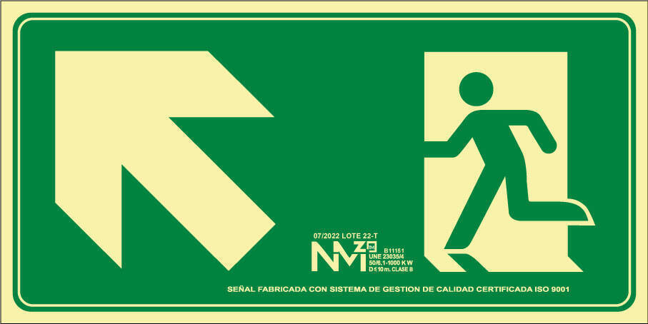 SEÑAL EV ESCALERA ARRIBA IZQUIERDA PVC 0,7MM CLASE B DISTANCIA DE VISIÓN 10M