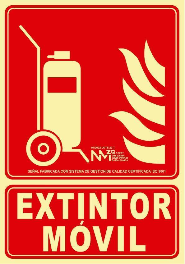 SEÑAL CARRO EXTINTOR - EXTINTOR MÓVIL PVC 1 CLASE A 210X300MM