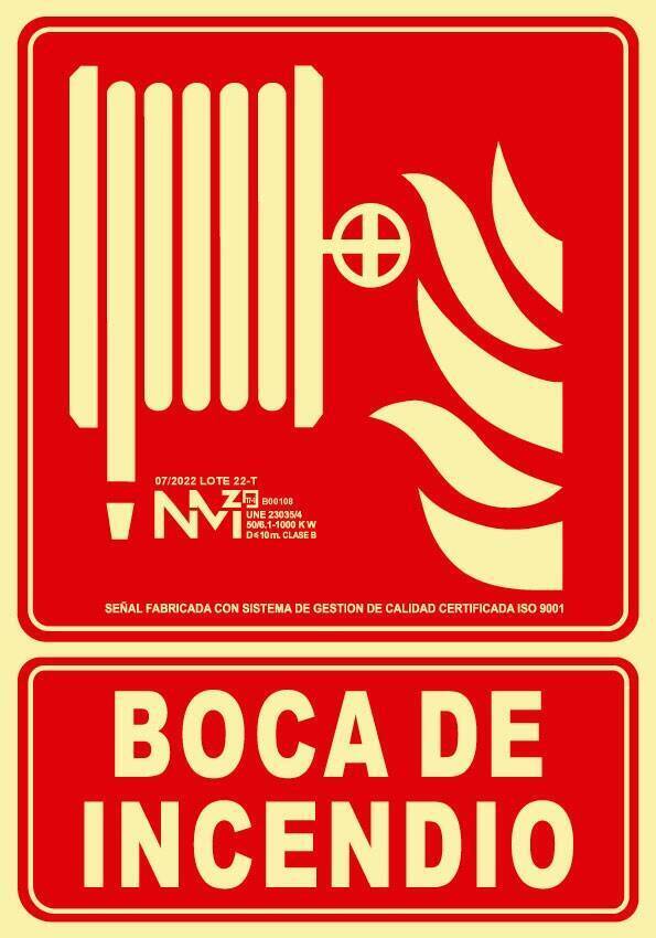 SEÑAL BOCA DE INCENDIO CLASE A PVC 1MM 210X300MM