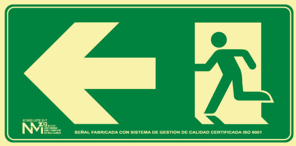 SEÑAL SALIDA FLECHA IZQUIERDA PVC 0,7MM CLASE B DISTANCIA DE VISION 10M