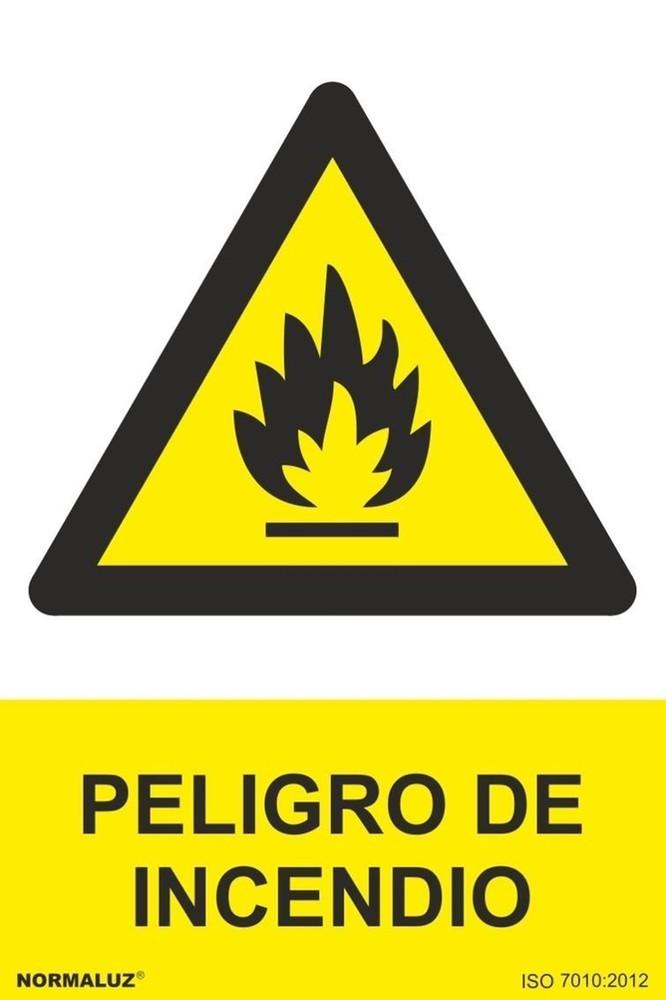 SEÑAL PELIGRO DE INCENDIO PVC 0,7MM 210X300MM