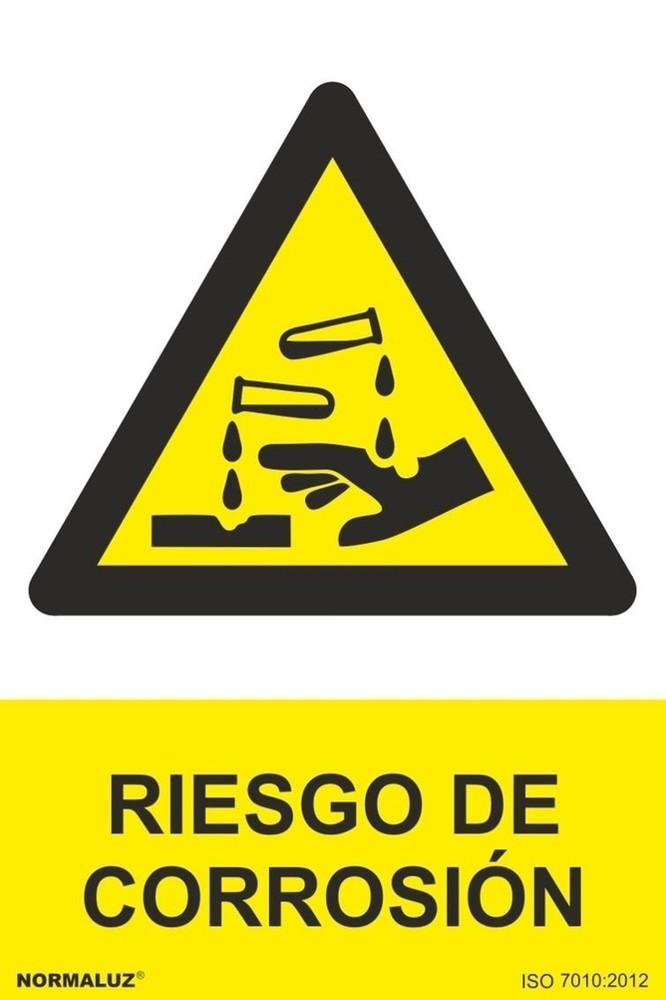 SEÑAL PELIGRO RIESGO DE CORROSION PVC 0,7MM 210X300MM