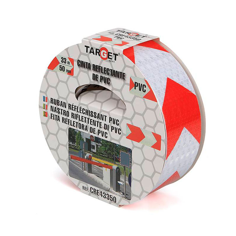 CINTA REFLECTANTE FLECHA ROJA Y BLANCA TARGET 33M X 50MM
