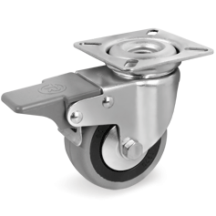 RUEDA GOMA SERIE 37 SOPORTE GIRATORIO CON PLETINA Y FRENO 50 mm