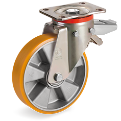RUEDA SERIE 65-AL SOPORTE GIRATORIO PLETINA P FRENO TRASERO 150 mm