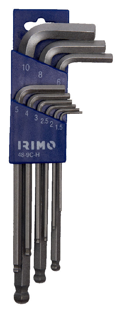 JUEGO 9 LLAVES ALLEN IRIMO CROMADAS CON PUNTA HEXAGONAL DE BOLA 1,5-10