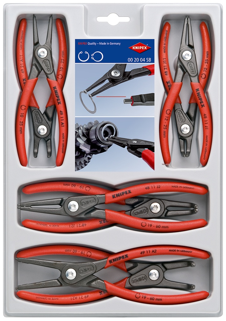 KNIPEX 00 20 04 SB JUEGO DE ALICATES DE PRECISIÓN PARA ARANDELAS 8 PIEZAS