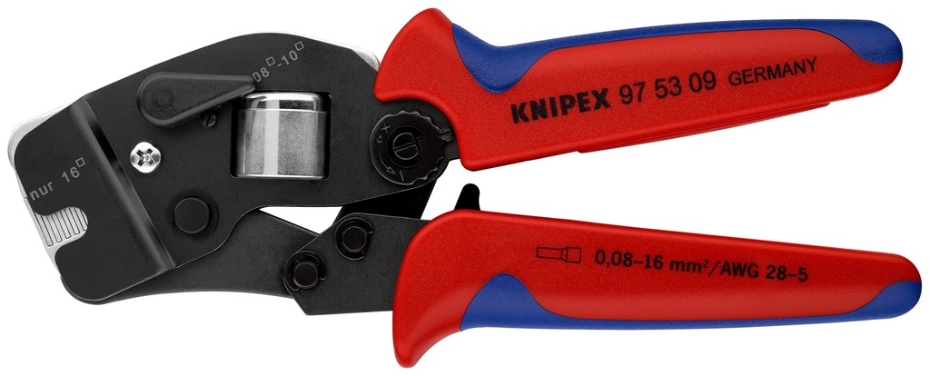 KNIPEX 97 53 09 ALICATE AUTOAJUSTABLE PARA CRIMPAR PUNTERAS HUECAS DE ACCESO FRONTAL CON MANGOS MULTICOMPONENTES BARNIZADOS 190 MM
