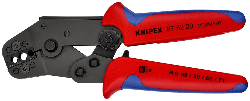 KNIPEX 97 52 20 ALICATE PARA CRIMPAR TERMINALES MODELO CORTO CON MANGOS MULTICOMPONENTES BARNIZADOS 195 MM