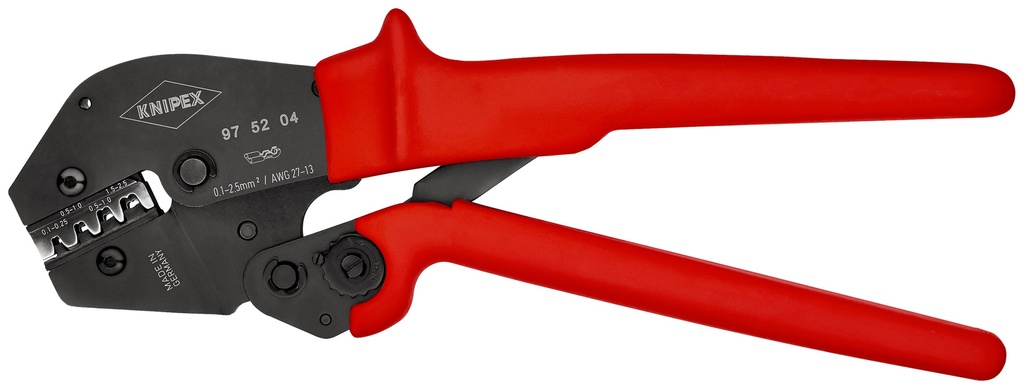 KNIPEX 97 52 04 ALICATE PARA CRIMPAR TERMINALES TAMBIÉN PARA TRABAJAR A DOS MANOS CON FUNDAS DE PLÁSTICO ANTIDESLIZANTES BARNIZADOS 250 MM