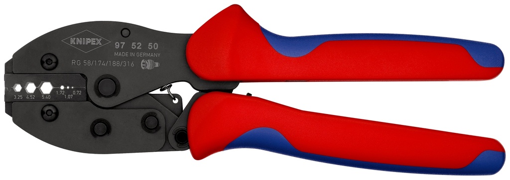 KNIPEX 97 52 50 SB PRECIFORCE® ALICATE PARA CRIMPAR TERMINALES CON MANGOS MULTICOMPONENTES BARNIZADOS 220 MM