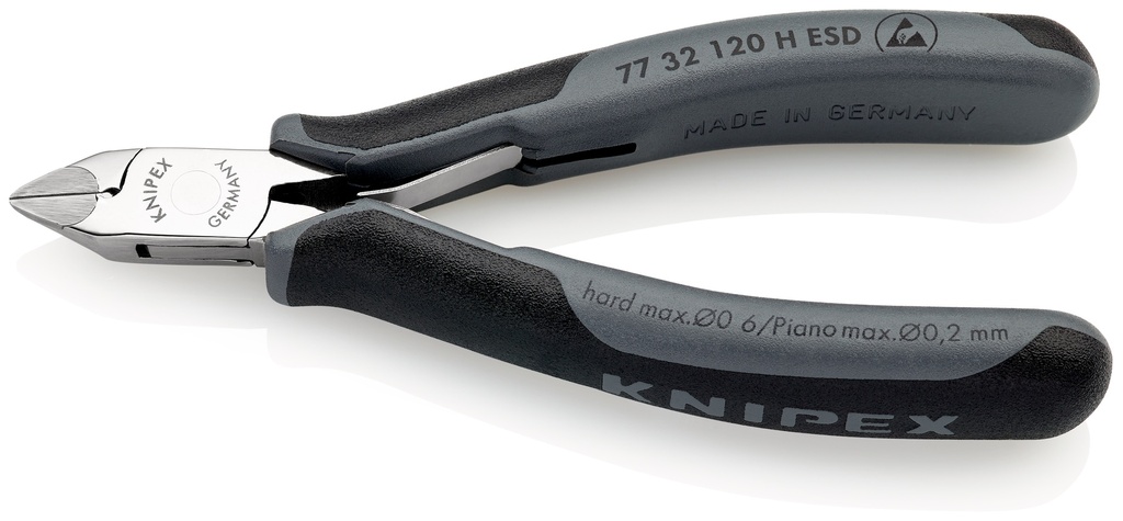 KNIPEX 77 32 120 H ESD ALICATES DE CORTE DIAGONAL PARA ELECTRÓNICA ESD CON FILOS DE CORTE DE CARBURO CON MANGOS MULTICOMPONENTES 120 MM