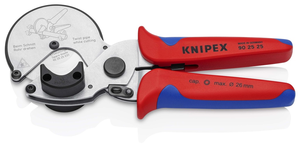 KNIPEX 90 25 25 CORTATUBOS PARA TUBOS MULTICAPA Y DE PLÁSTICO CON MANGOS MULTICOMPONENTES CROMADO 210 MM