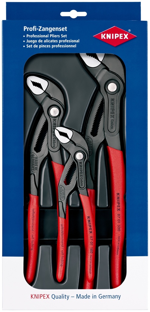 KNIPEX 00 20 09 V02 PAQUETE COBRA® 1 X 87 01 180, 1 X 87 01 250, 1 X 87 01 300