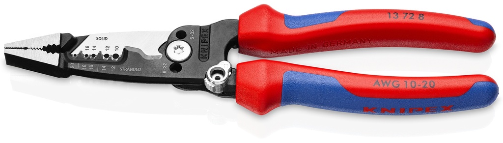 KNIPEX 13 72 8 WIRESTRIPPER ALICATES DE ELECTRICISTA MULTIFUNCIÓN MODELO AMERICANO CON MANGOS MULTICOMPONENTES NEGRO ATRAMENTADO 200 MM