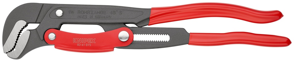 KNIPEX 83 61 015 LLAVE PARA TUBOS EN FORMA DE S CON AJUSTE RÁPIDO RECUBIERTOS DE PLÁSTICO RECUBIERTO DE PINTURA PULVERIZADA, GRIS 420 MM