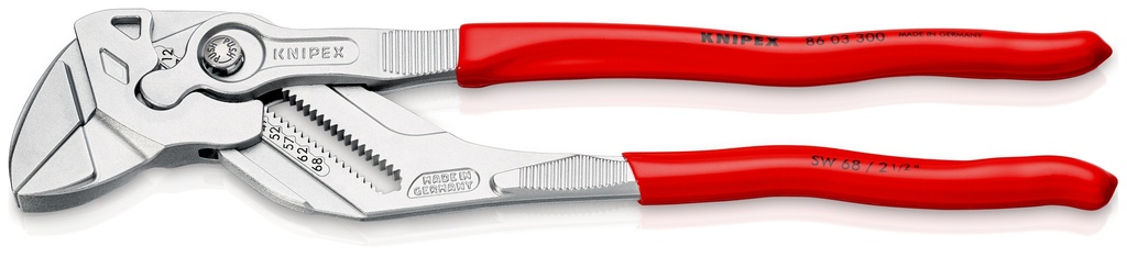 KNIPEX 86 03 300 SB TENAZA LLAVE ALICATE Y LLAVE EN UNA SOLA HERRAMIENTA RECUBIERTOS DE PLÁSTICO CROMADO 300 MM