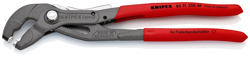 KNIPEX 85 51 250 AF ALICATE PARA ABRAZADERAS CON FIJADOR MANGOS PLASTICOS POR INMERSIÓN ANTIDESLIZANTES GRIS ATRAMENTADO 250 MM
