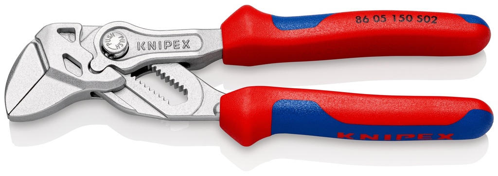 KNIPEX 86 05 150 S02 TENAZA LLAVE CON MORDAZAS RUGOSAS CON MANGOS MULTICOMPONENTES CROMADO 150 MM