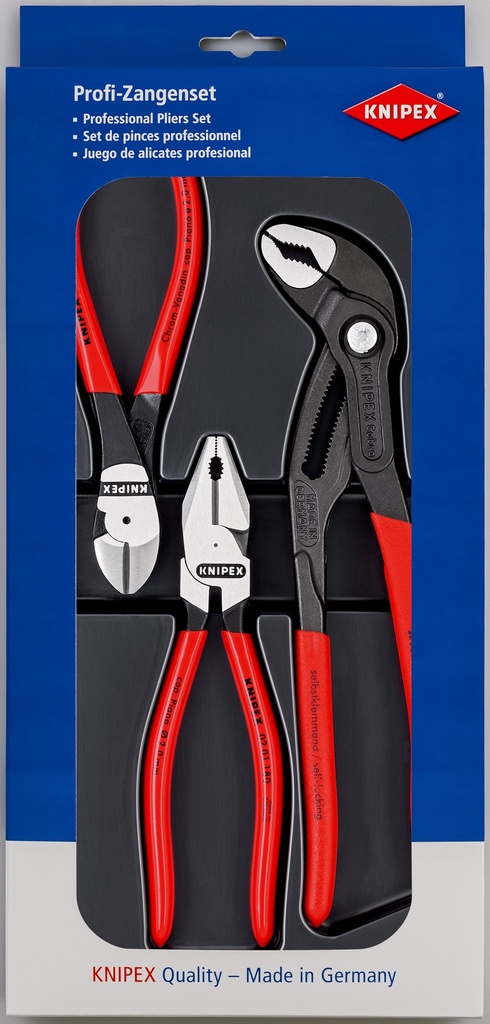 KNIPEX 00 20 10 JUEGO DE FUERZA 1X 02 01 180, 1X 87 01 250, 1X 74 01 160