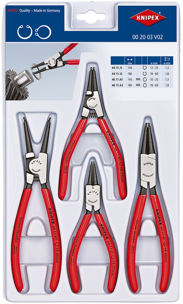 KNIPEX 00 20 03 V02 JUEGO DE ALICATES PARA ARANDELAS 4 UNIDADES